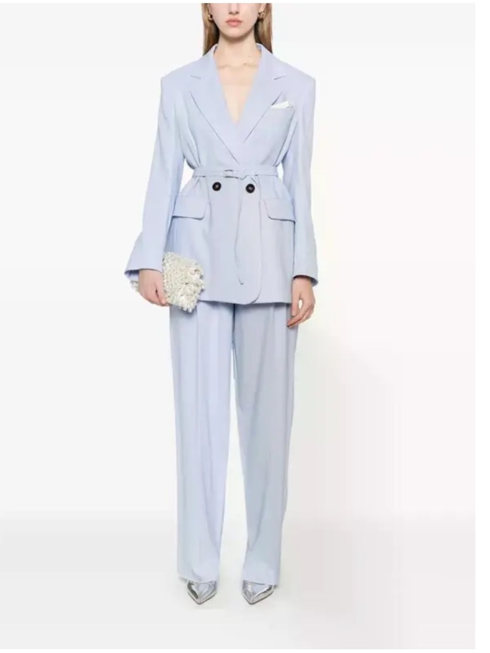 NEW MARELLA Canzone Blue Stretch Double Breasted Long Sleeve Blazer